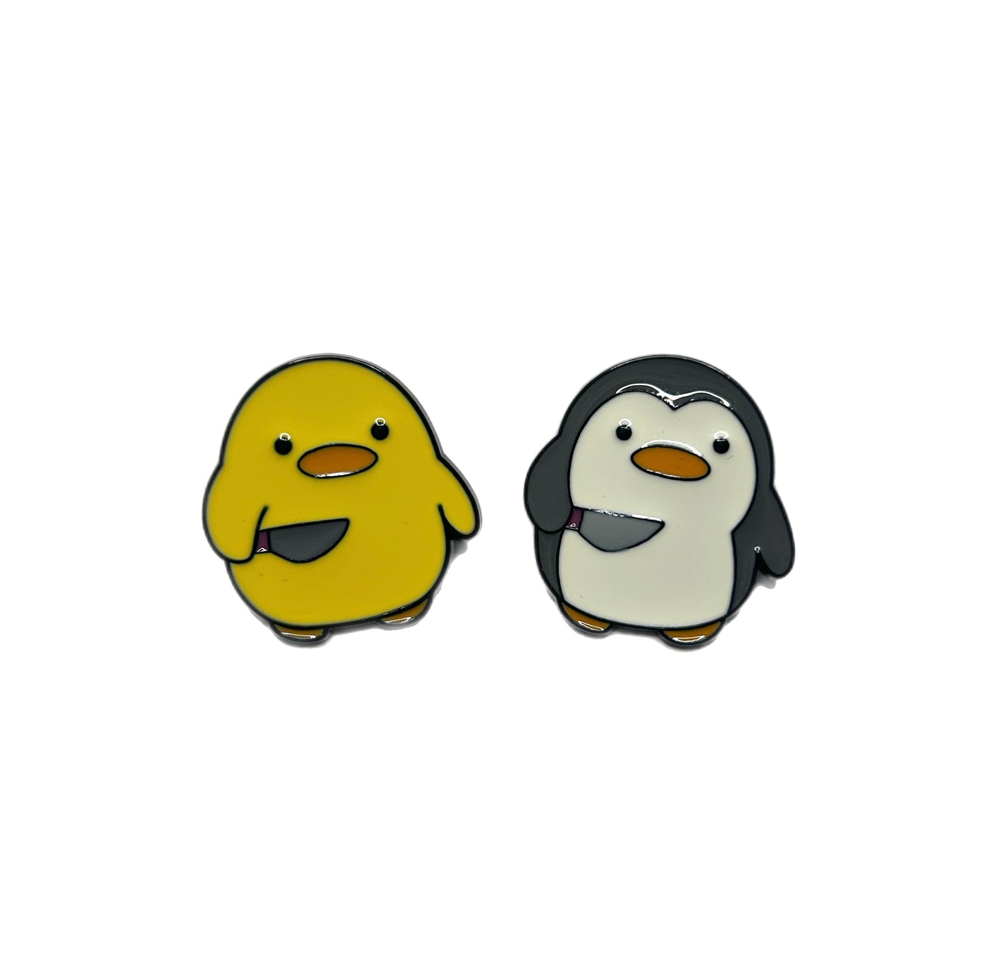 Chubby Knife Holding Animal Enamel Pin