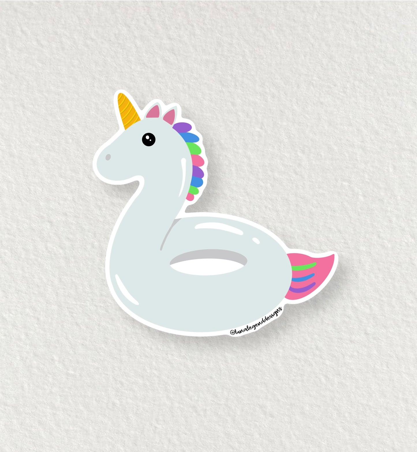 Pegatina Unicornio Flotador de 3"